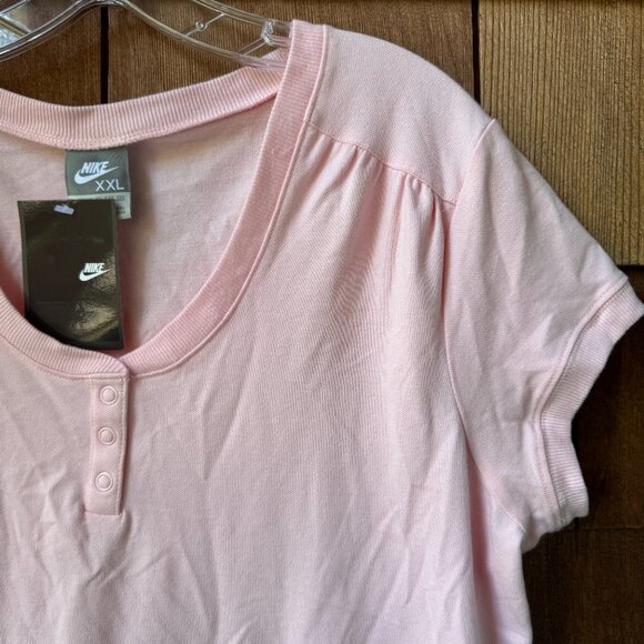 NWT Nike Pink Scoop Neck Short Sleeve Cotton Knit Tee in Women's XXL - Picture 5 of 9